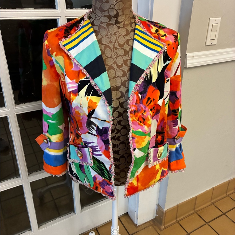 Berek Abstract Artsy Colorful Blazer Size M